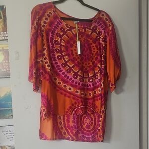 Chic Women's Orange and Pink Blouse